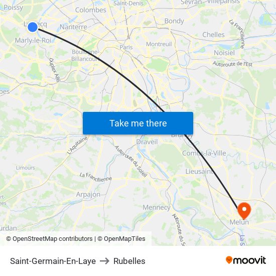 Saint-Germain-En-Laye to Rubelles map