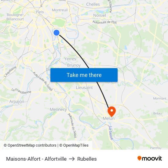 Maisons-Alfort - Alfortville to Rubelles map