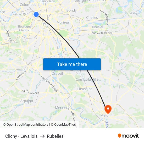 Clichy - Levallois to Rubelles map
