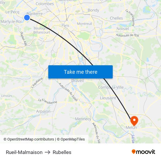 Rueil-Malmaison to Rubelles map