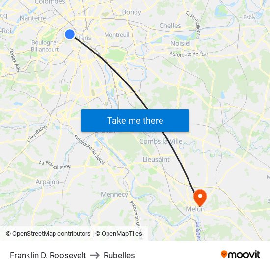 Franklin D. Roosevelt to Rubelles map
