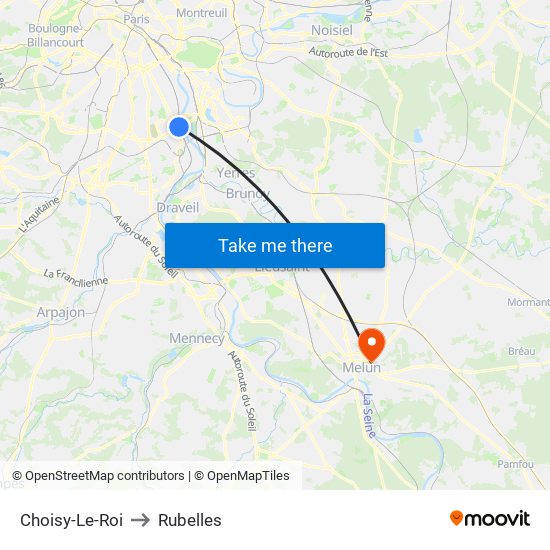Choisy-Le-Roi to Rubelles map