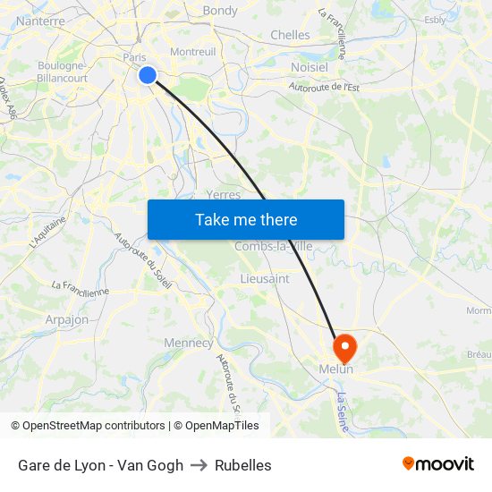 Gare de Lyon - Van Gogh to Rubelles map
