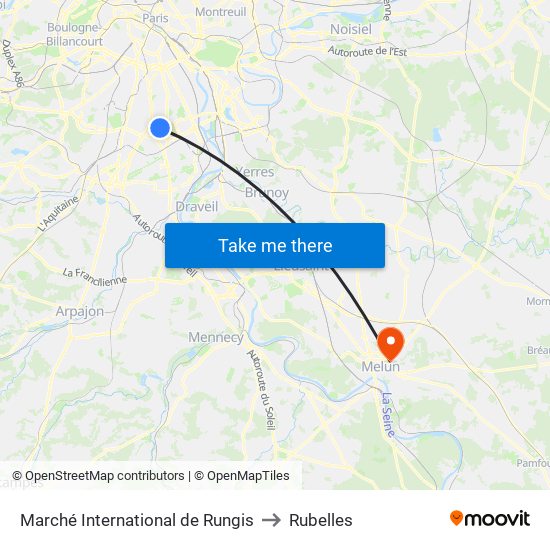 Marché International de Rungis to Rubelles map