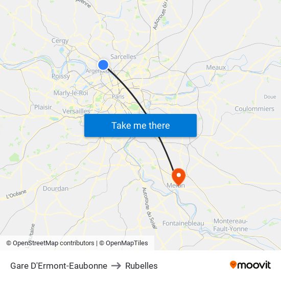 Gare D'Ermont-Eaubonne to Rubelles map