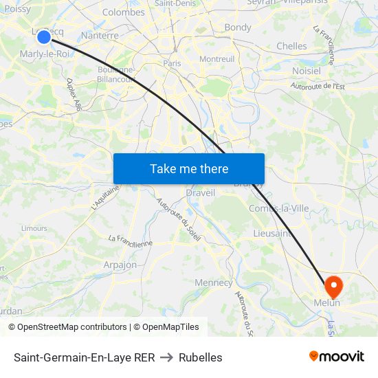 Saint-Germain-En-Laye RER to Rubelles map