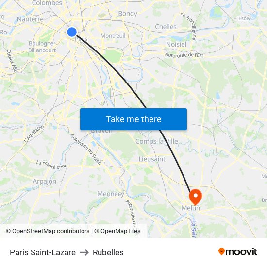 Paris Saint-Lazare to Rubelles map