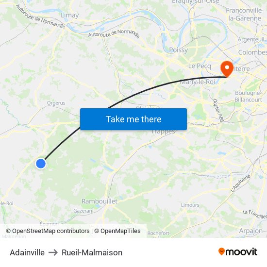 Adainville to Rueil-Malmaison map