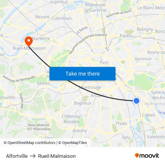 Alfortville to Rueil-Malmaison map