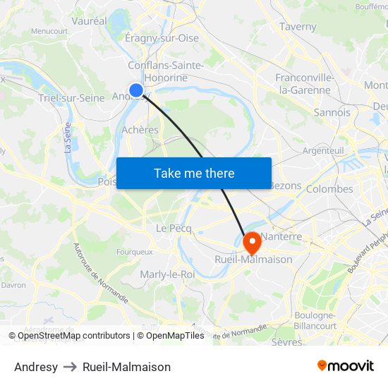 Andresy to Rueil-Malmaison map