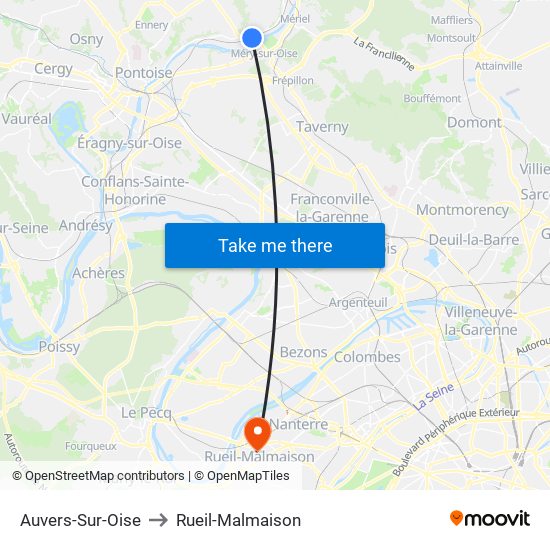 Auvers-Sur-Oise to Rueil-Malmaison map