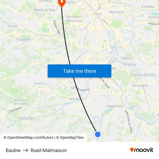 Baulne to Rueil-Malmaison map