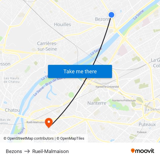 Bezons to Rueil-Malmaison map