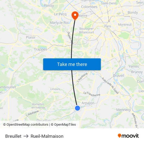 Breuillet to Rueil-Malmaison map