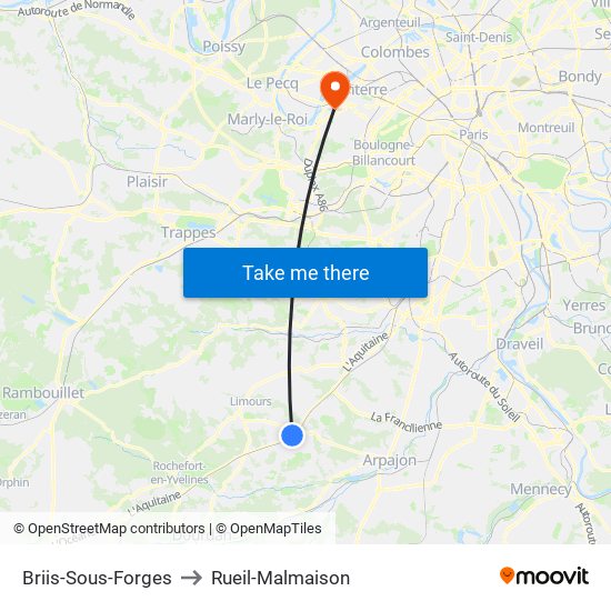 Briis-Sous-Forges to Rueil-Malmaison map