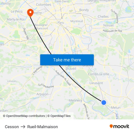 Cesson to Rueil-Malmaison map