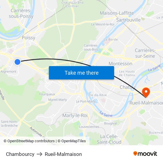 Chambourcy to Rueil-Malmaison map