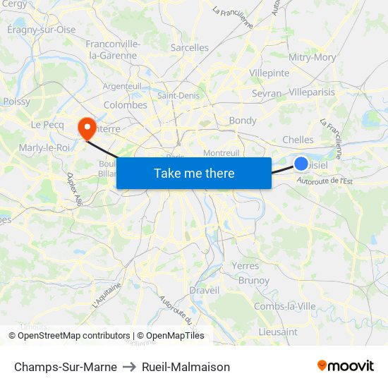 Champs-Sur-Marne to Rueil-Malmaison map