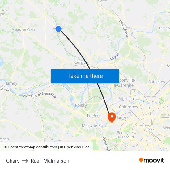 Chars to Rueil-Malmaison map