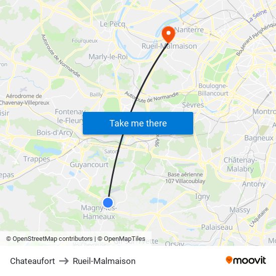 Chateaufort to Rueil-Malmaison map