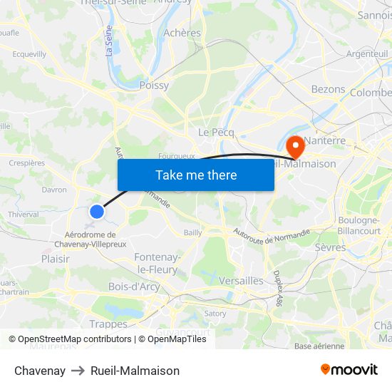 Chavenay to Rueil-Malmaison map