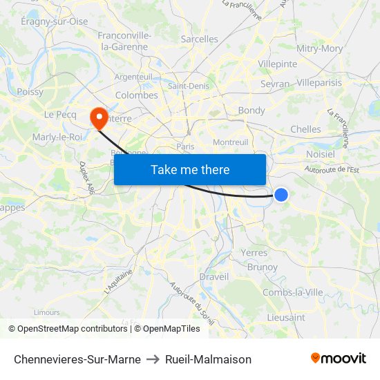 Chennevieres-Sur-Marne to Rueil-Malmaison map