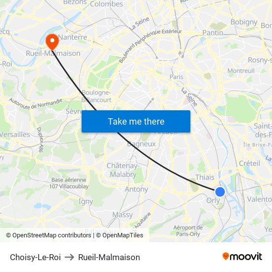 Choisy-Le-Roi to Rueil-Malmaison map