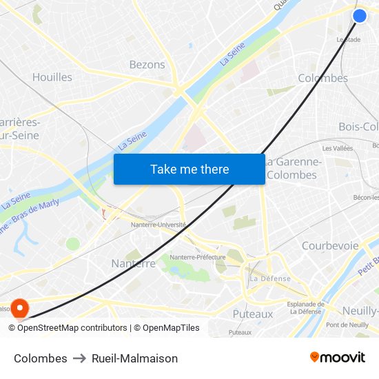 Colombes to Rueil-Malmaison map