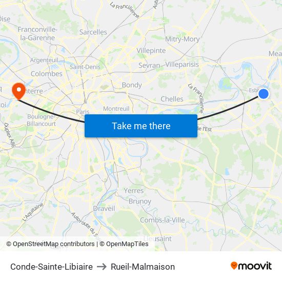 Conde-Sainte-Libiaire to Rueil-Malmaison map