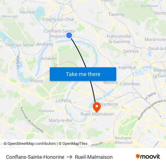 Conflans-Sainte-Honorine to Rueil-Malmaison map