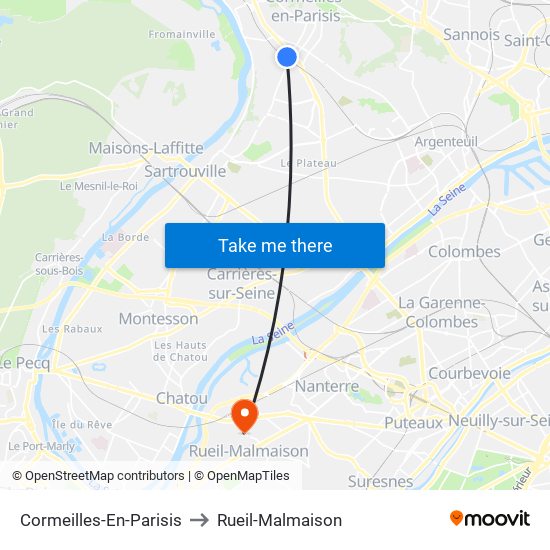 Cormeilles-En-Parisis to Rueil-Malmaison map