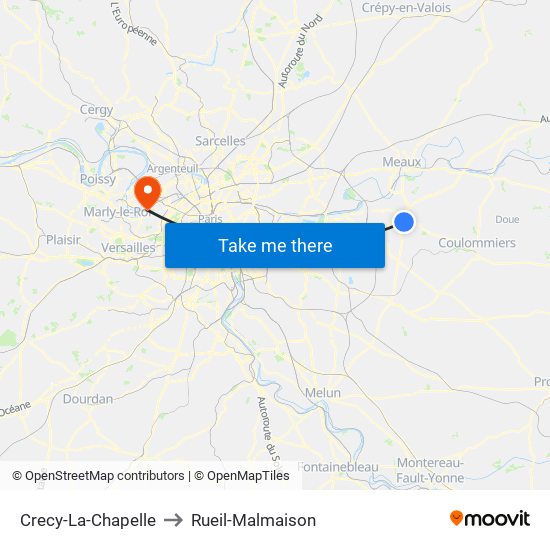 Crecy-La-Chapelle to Rueil-Malmaison map