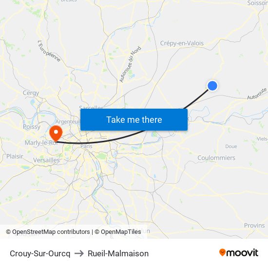 Crouy-Sur-Ourcq to Rueil-Malmaison map