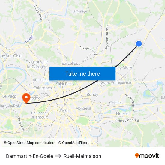 Dammartin-En-Goele to Rueil-Malmaison map