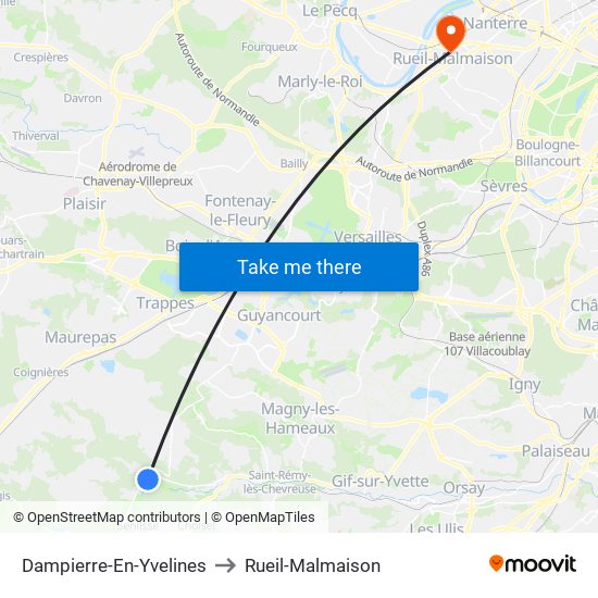 Dampierre-En-Yvelines to Rueil-Malmaison map