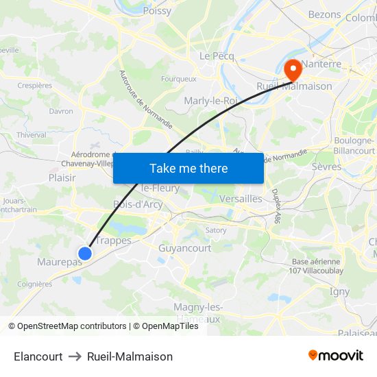 Elancourt to Rueil-Malmaison map