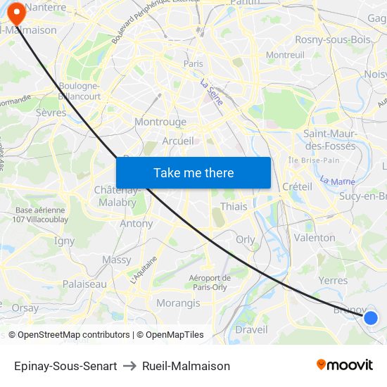 Epinay-Sous-Senart to Rueil-Malmaison map