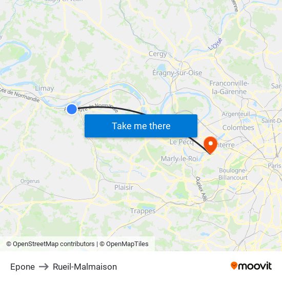 Epone to Rueil-Malmaison map
