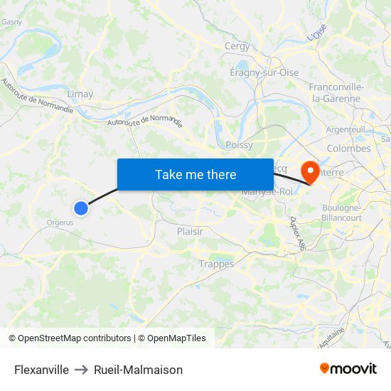 Flexanville to Rueil-Malmaison map