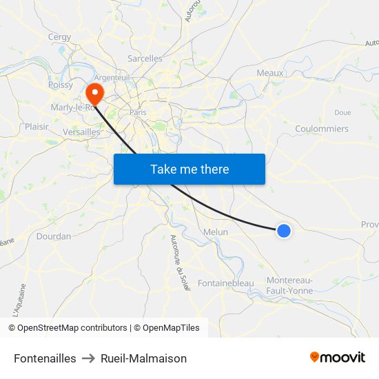 Fontenailles to Rueil-Malmaison map