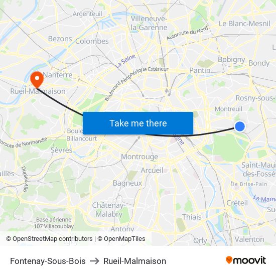 Fontenay-Sous-Bois to Rueil-Malmaison map