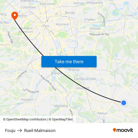 Fouju to Rueil-Malmaison map