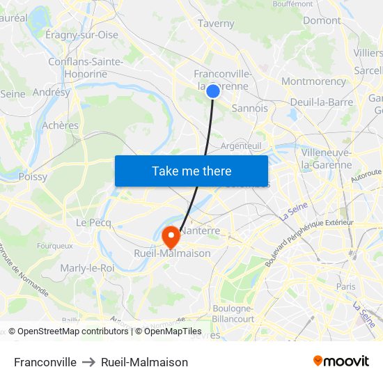 Franconville to Rueil-Malmaison map