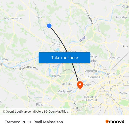 Fremecourt to Rueil-Malmaison map