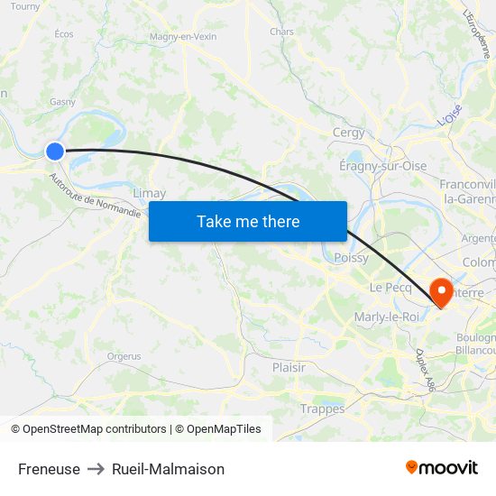 Freneuse to Rueil-Malmaison map