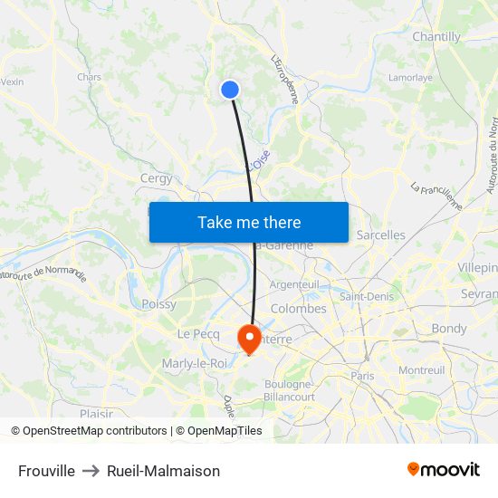 Frouville to Rueil-Malmaison map