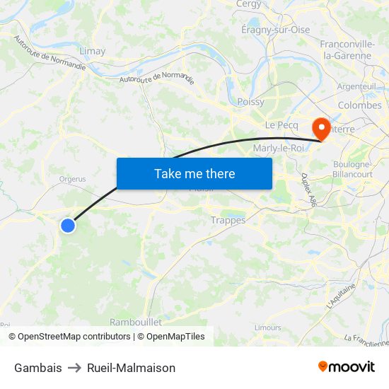 Gambais to Rueil-Malmaison map