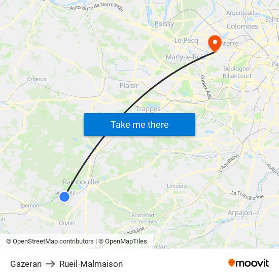 Gazeran to Rueil-Malmaison map