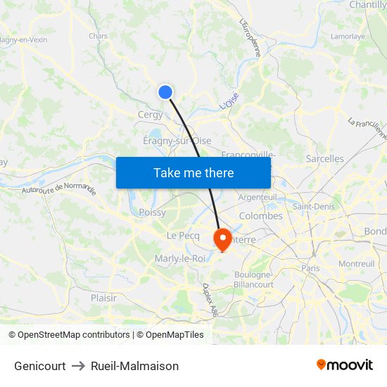 Genicourt to Rueil-Malmaison map