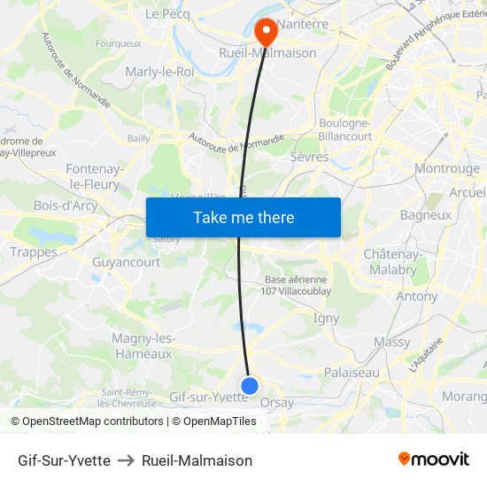 Gif-Sur-Yvette to Rueil-Malmaison map